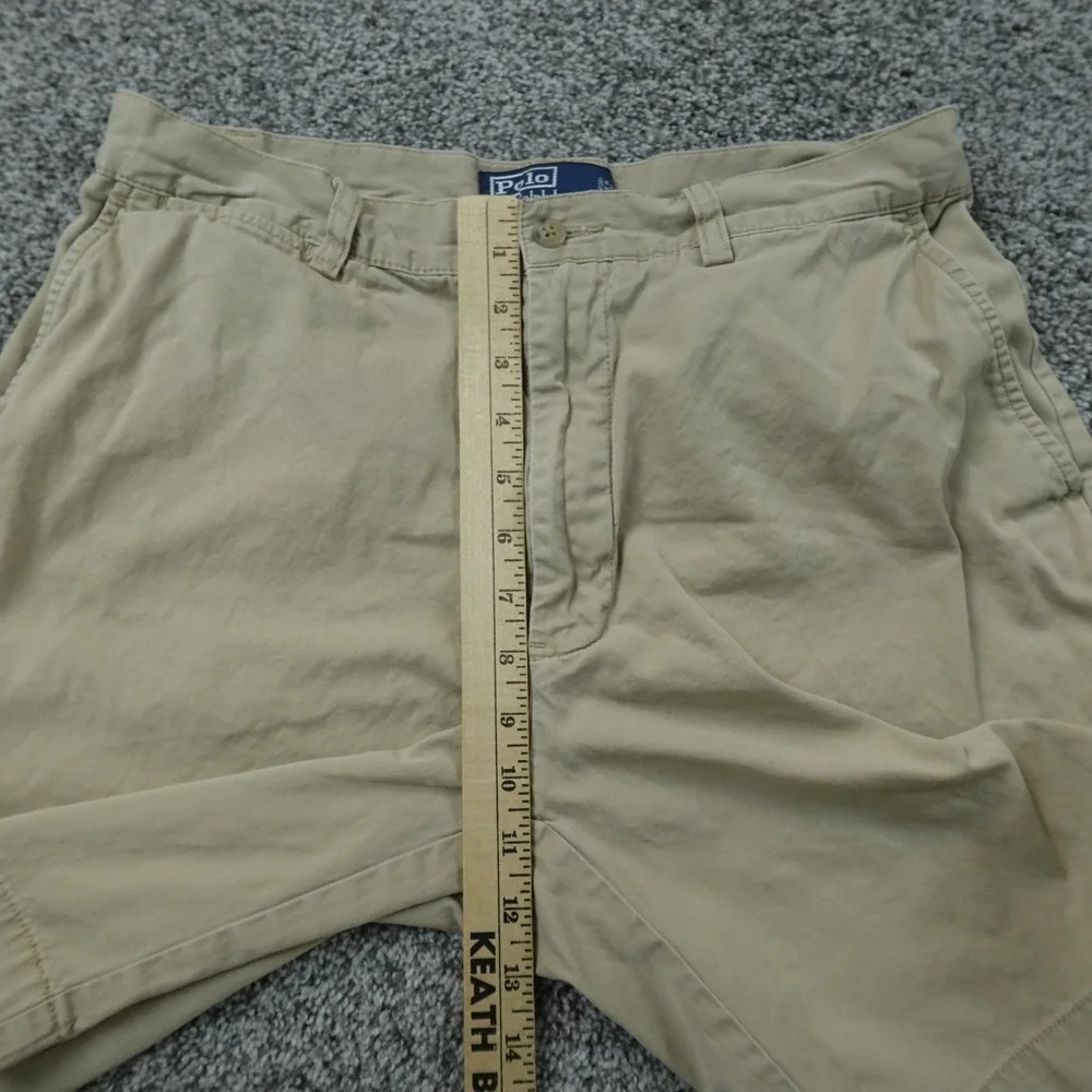 VTG Polo Ralph Lauren Shorts Mens 32 Beige Tan Brown Chino Khaki Golf Flat Front